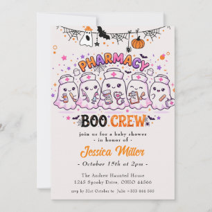 Convite Chá de Bebê de Farmácia Boo Crew Fantasma Fofo de