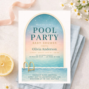 Convite Chá de Bebê de Festa de Piscina de Verão