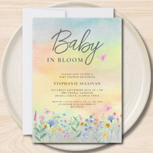 Convite Chá de Bebê de Flor Silvestre Baby in Bloom