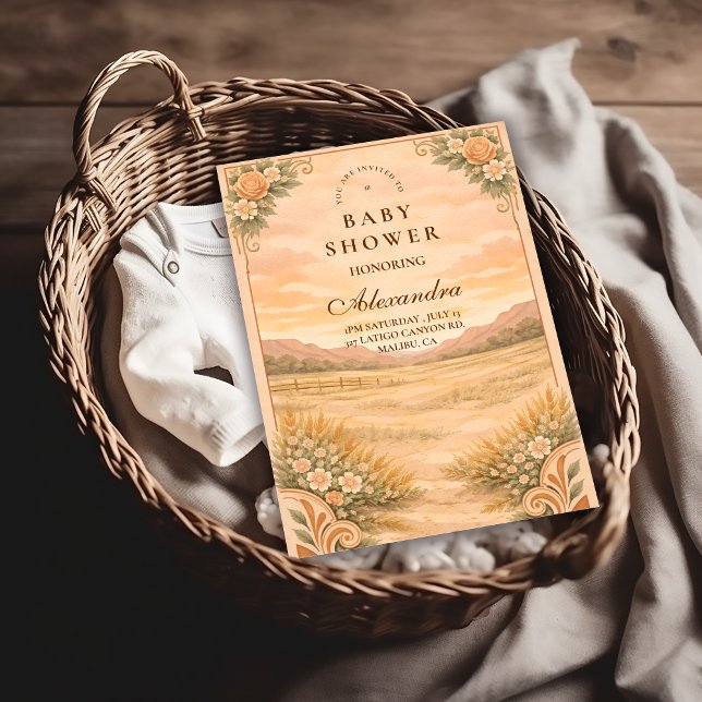 Convite Chá de Bebê de Flor Silvestre do Deserto Ocidental (Criador carregado)