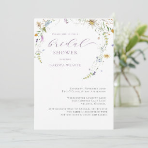 Convite Chá de Bebê de Flor Silvestre Lavanda Floral Simpl