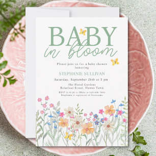 Convite Chá de Bebê de Flores Silvestres Baby in Bloom