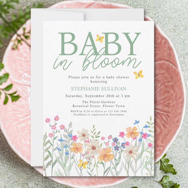 Convite Chá de Bebê de Flores Silvestres Baby in Bloom (Criador carregado)