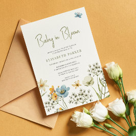 Convite Chá de bebê de flores silvestres da primavera bebê