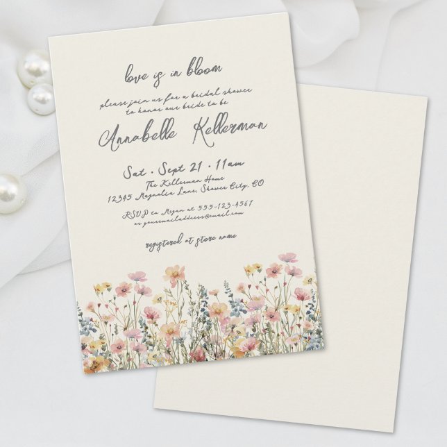 Convite Chá de Bebê de Flores Silvestres de Outono Botânic (Botanical Autumn Wildflowers Bridal Shower Invitation)