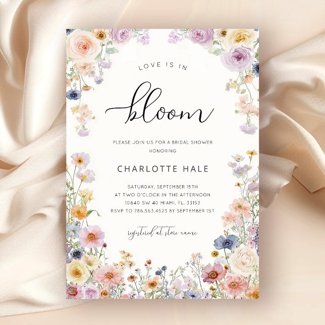 Convite Chá de Bebê de Flores Silvestres em Aquarela (Criador carregado)
