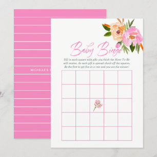 Convite Chá de bebê de flores silvestres em aquarela rosa