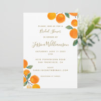 Chá de Bebê de Frutas Cítricas Laranja em Aquarela