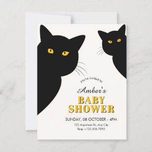 Convite Chá de bebê de gato preto