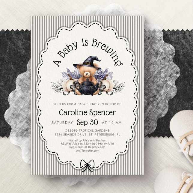 Convite Chá de Bebê de Halloween Baby Brewing (Criador carregado)
