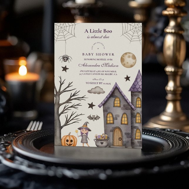 Convite Chá de Bebê de Halloween Caprichoso (Criador carregado)