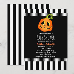 Convite Chá de Bebê de Halloween da Abóbora Caprichosa
