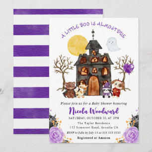 Convite Chá de Bebê de Halloween de Truque ou Tratamento c