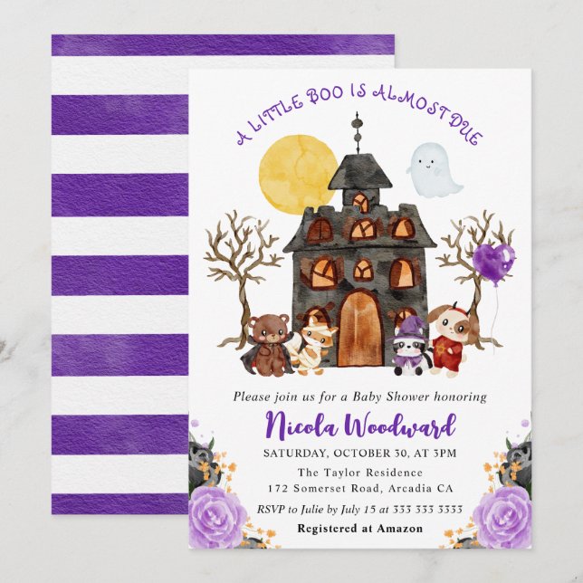 Convite Chá de Bebê de Halloween de Truque ou Tratamento c (Frente/Verso)