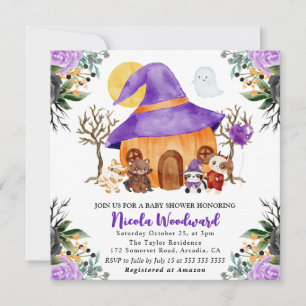 Convite Chá de Bebê de Halloween de Truque ou Tratamento c