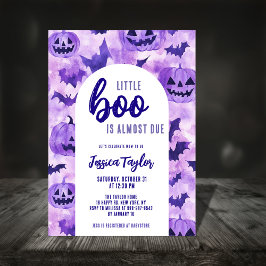 Convite Chá de Bebê de Halloween do Morcego de Abóbora Rox