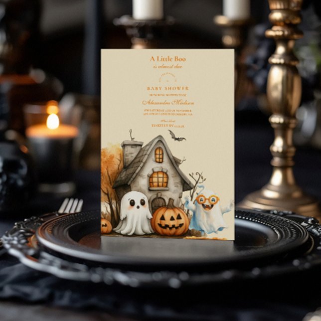 Convite Chá de Bebê de Halloween Fantasma Neutro (Criador carregado)