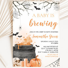Convite Chá de Bebê de Halloween Laranja Um Bebê Está Send