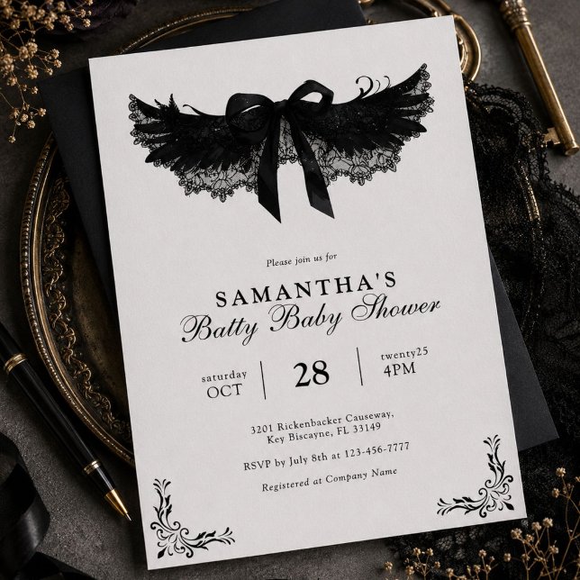 Convite Chá de Bebê de Halloween Preto e Branco (Criador carregado)