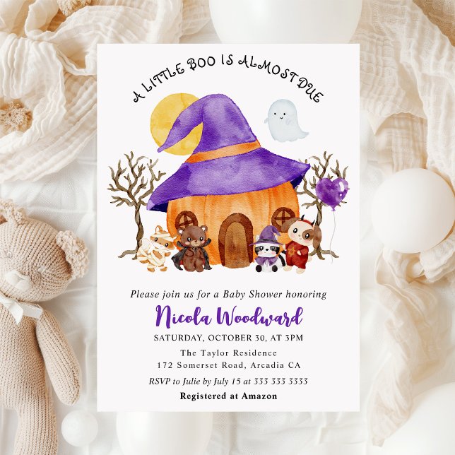 Convite Chá de Bebê de Halloween "Trick or Treat" em Aquar (Criador carregado)