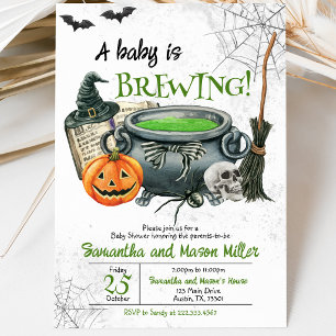 Convite Chá de Bebê de Halloween Verde Neutro em Gênero