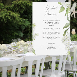 Convite Chá de Bebê de Hydrangea Branca Elegante
