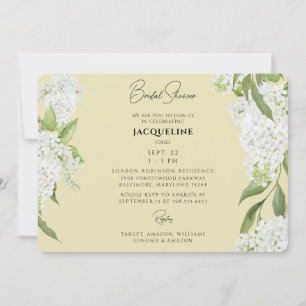 Convite Chá de Bebê de Hydrangeas Brancas Gotejantes Amare