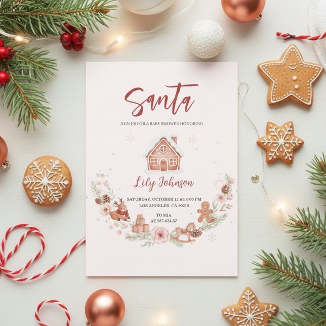 Convite Chá de Bebê de Inverno de Pão de Mel (christmas baby invite)