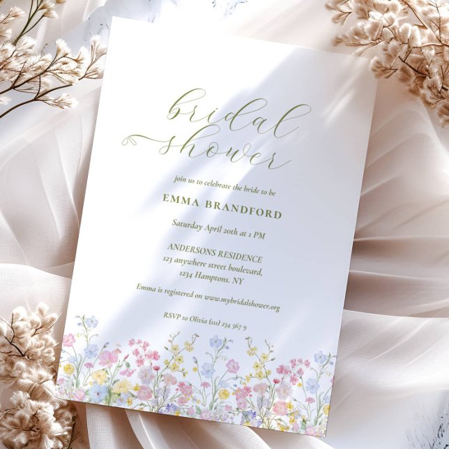 Convite Chá de Bebê de Jardim Boho de Flores Silvestres  (Criador carregado)