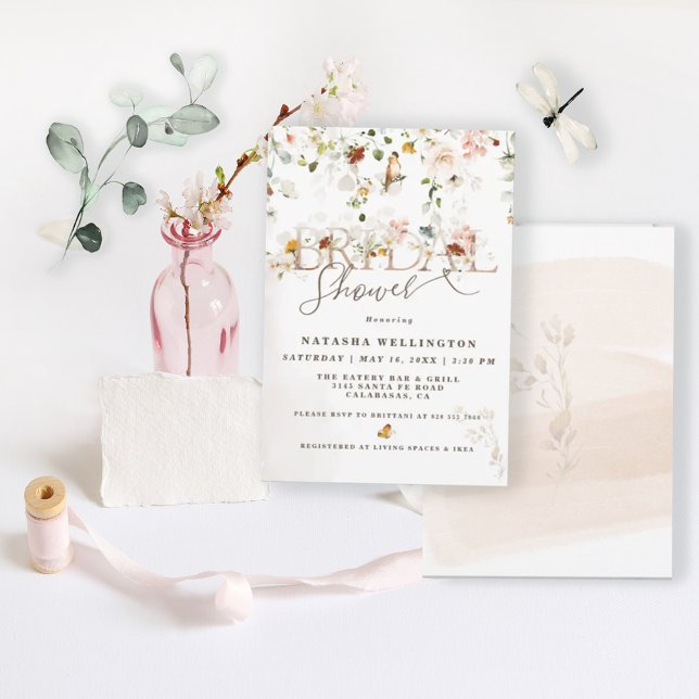 Convite Chá de Bebê de Jardim de Flores Silvestres Elegant (Criador carregado)