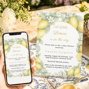 Convite Chá de Bebê de jardim de verão cítrico de limão
