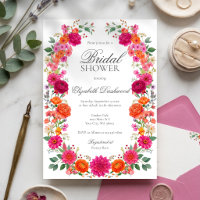 Chá de Bebê de Jardim Floral Cor-de-Rosa e Laranja