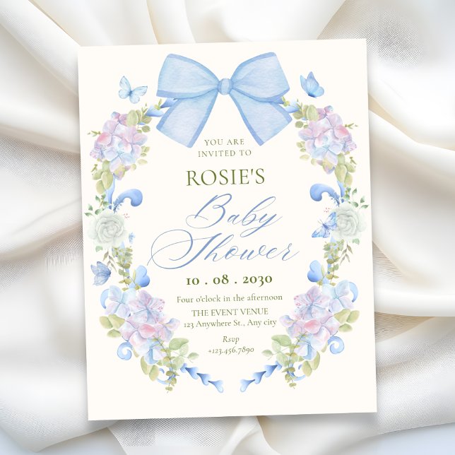 Convite Chá de bebê de laço floral pastel (Criador carregado)