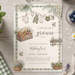Convite Chá de Bebê de Legumes de Jardim Cultivados Localm