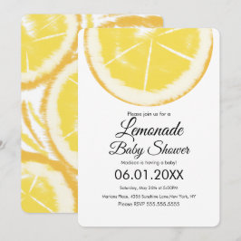 Convite Chá de Bebê de Limonada Amarela de Limão Abstrato