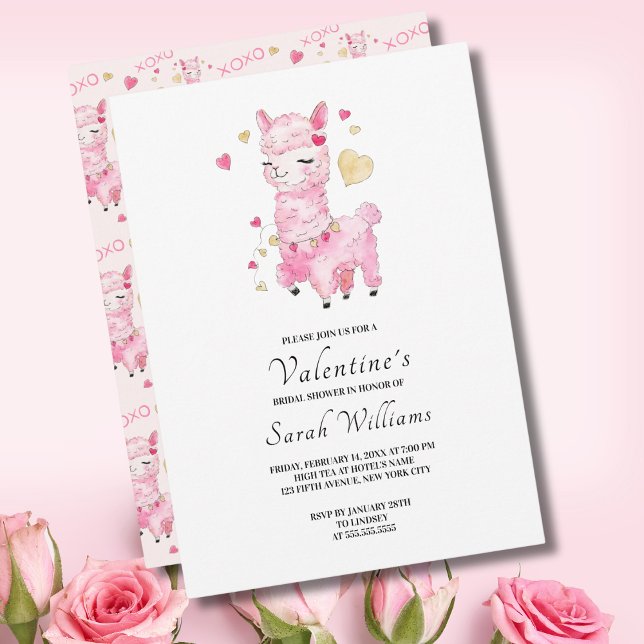 Convite Chá de Bebê de Llama Rosa em Aquarela (Criador carregado)