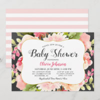 Chá de Bebê de Menina com Bordas Florais Rosa Mode