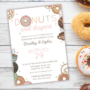 Convite Chá de Bebê de Menina Donuts e Fraldas