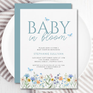 Convite Chá de Bebê de Menino Baby in Bloom Flor Silvestre