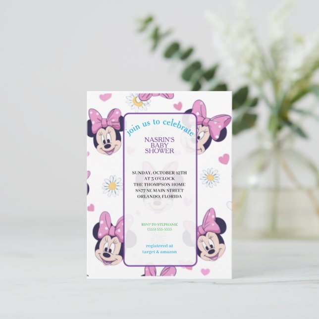 Convite Chá de Bebê de Mickey Mouse com Bolinhas (Em pé/Frente)