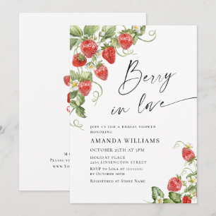 Convite Chá de Bebê de Morango em Aquarela Tendência Prado