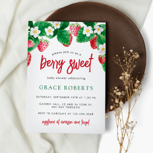 Convite Chá de Bebê de Morango Verão Doce de Frutas Vermel