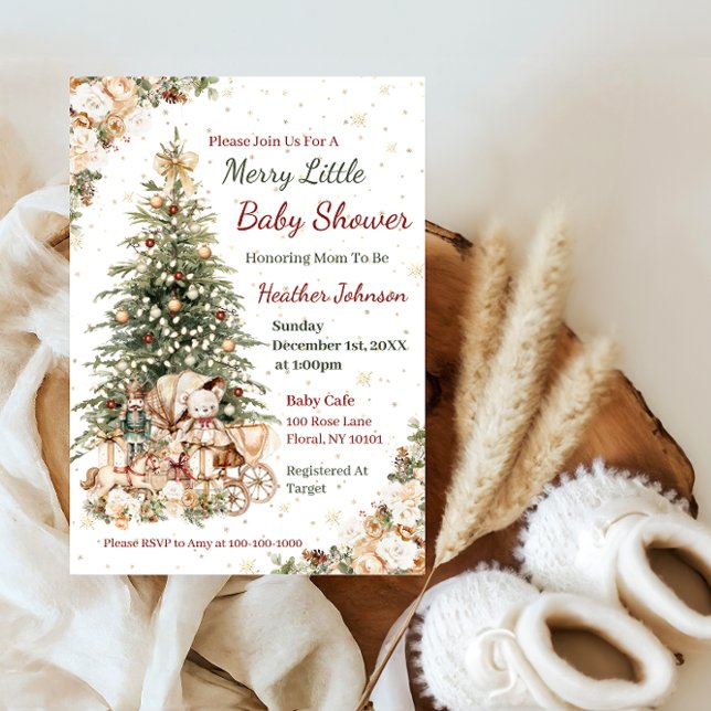 Convite Chá de Bebê de Natal Boho Neutro (Criador carregado)