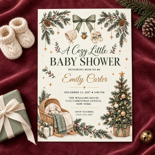 Convite Chá de Bebê de Natal com Arco Salvia (Criador carregado)