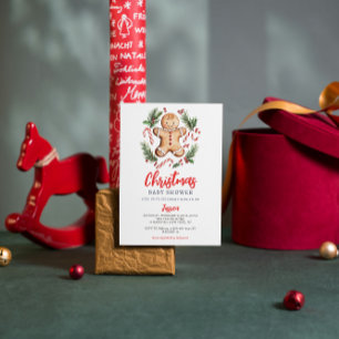Convite Chá de Bebê de Natal com Biscoitos de Gengibre