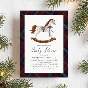 Convite Chá de Bebê de Natal com Cavalo de Balanço Vintage