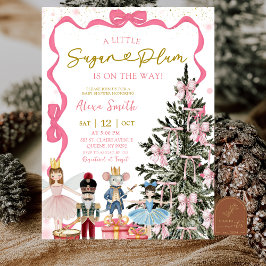 Convite Chá de Bebê de Natal com Noz Nutcracker Rosa
