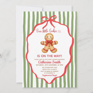 Convite Chá de Bebê de Natal Cute Preppy de Pão de Mel
