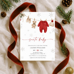 Convite Chá de Bebê de Natal de Santa Baby Inverno