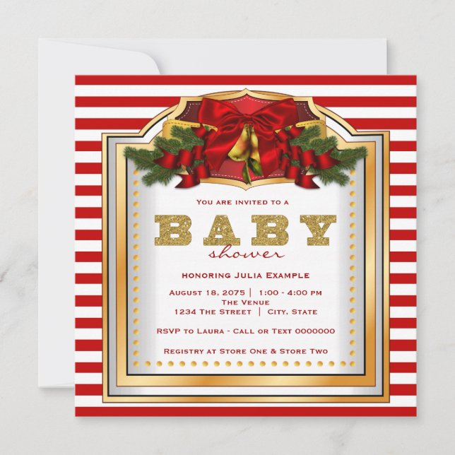 Convite Chá de Bebê de Natal Elegante (Frente)